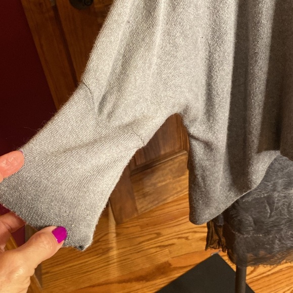 Cashmere Angora Blend Scandal gray sweater dress silk frayed ombré color sz M/L - Picture 8 of 12